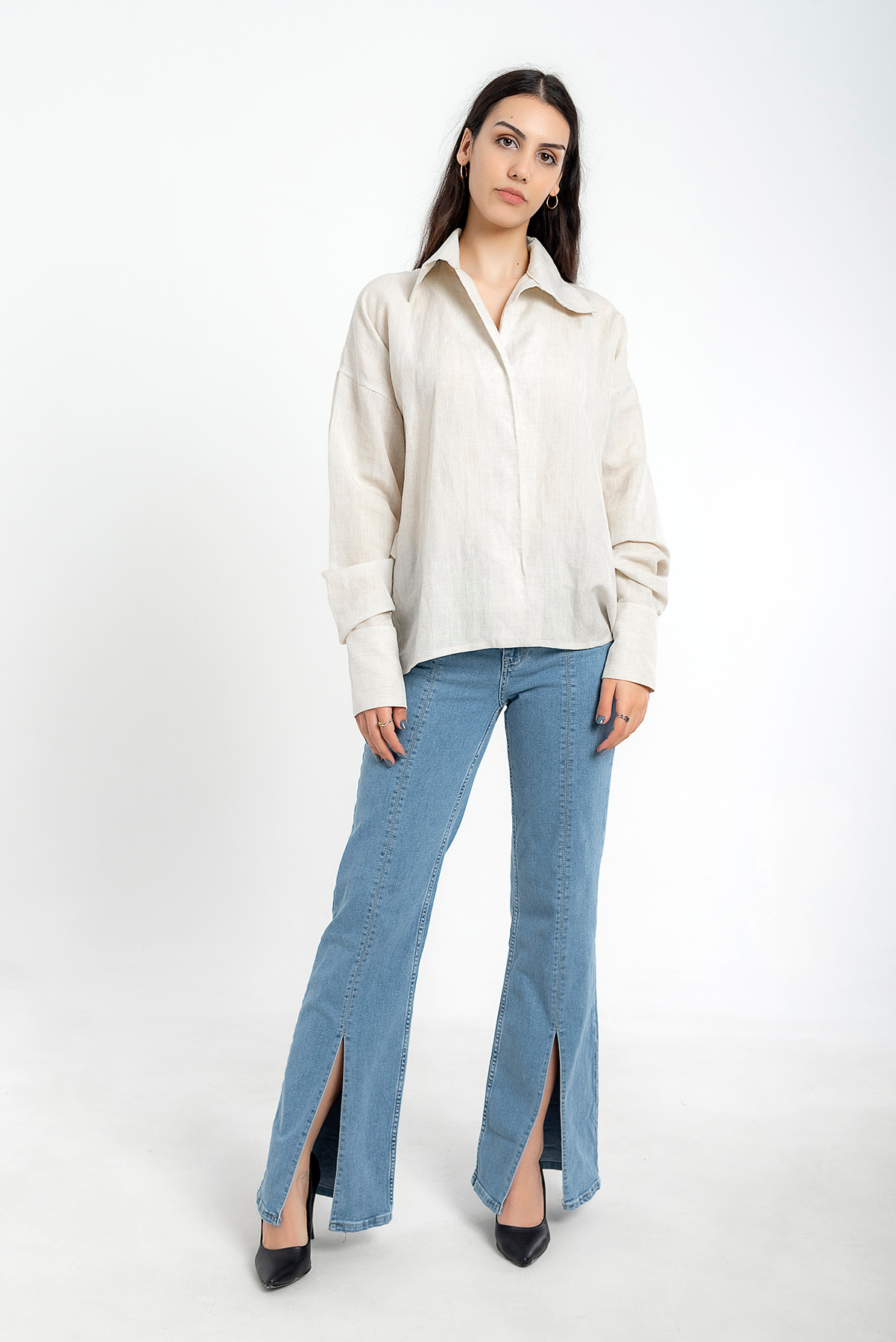 Artıst's Pıck Gri Keten İpek Bluz