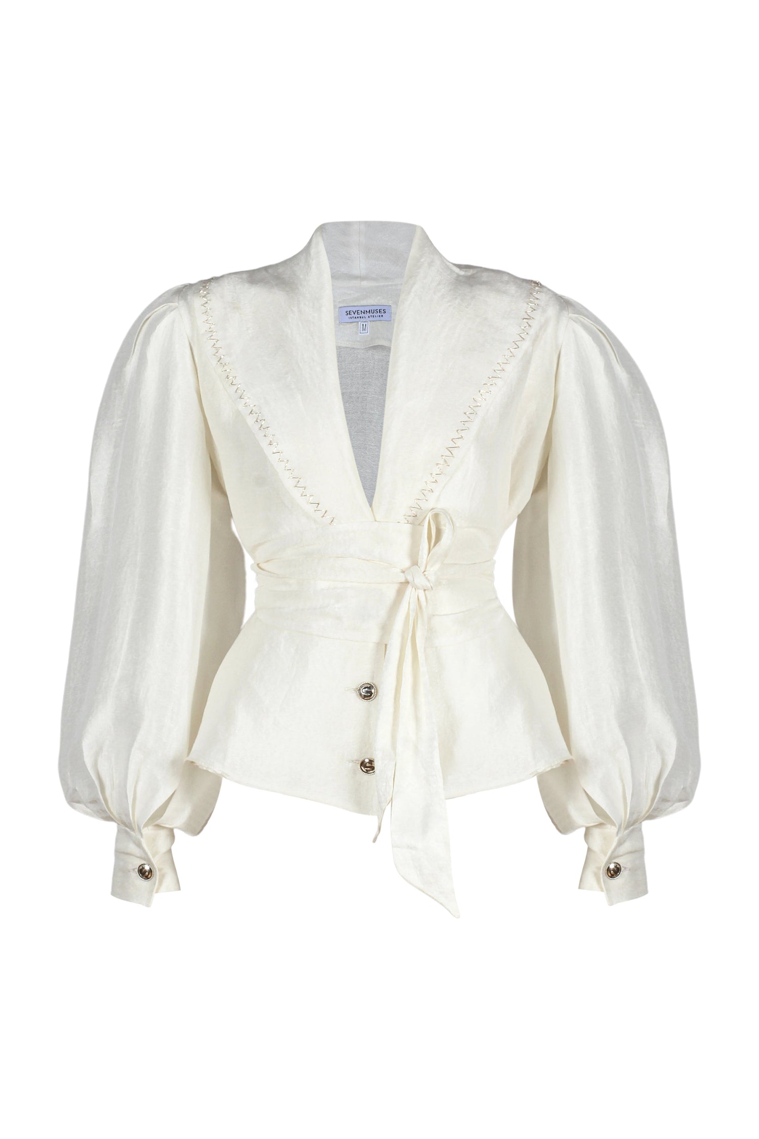 Gümüş İşlemeli Fortıssımo İpek Bluz