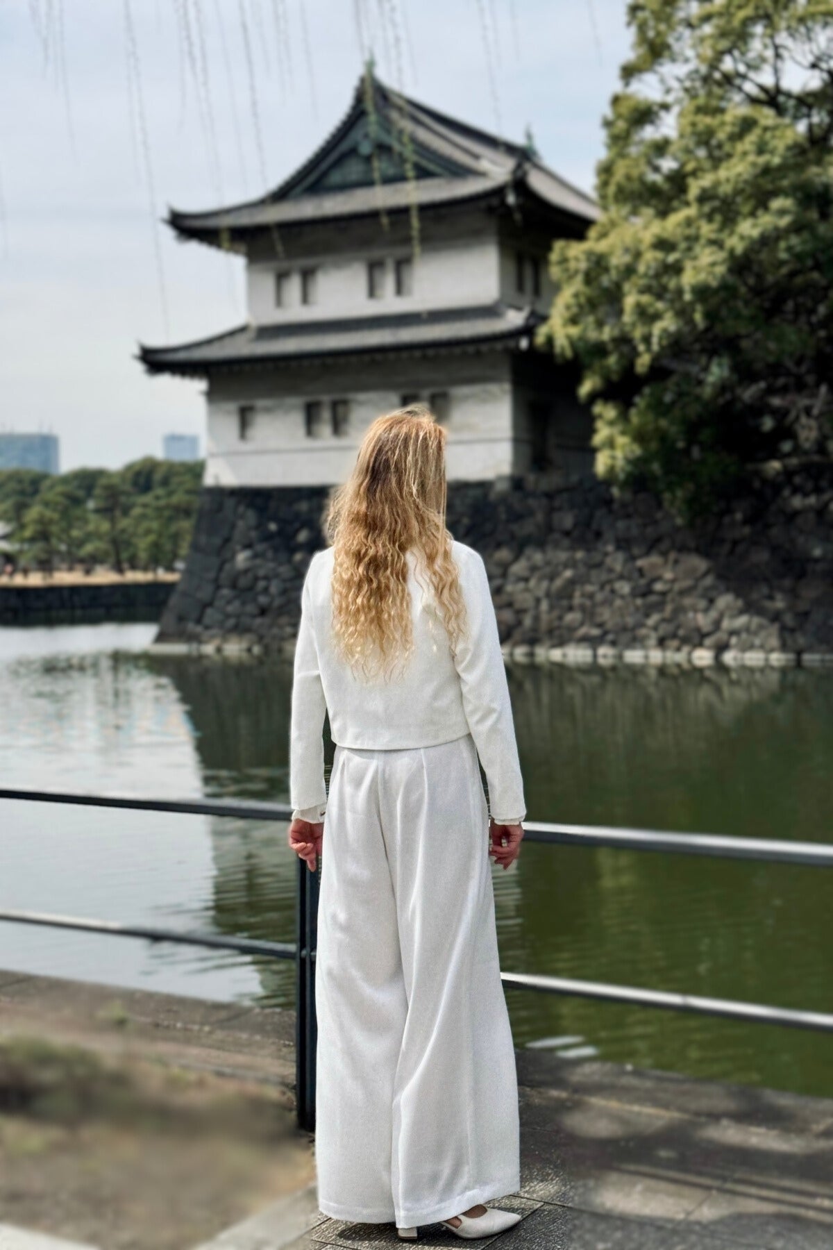 Whıte Gold Düğmeli Krep Ceket