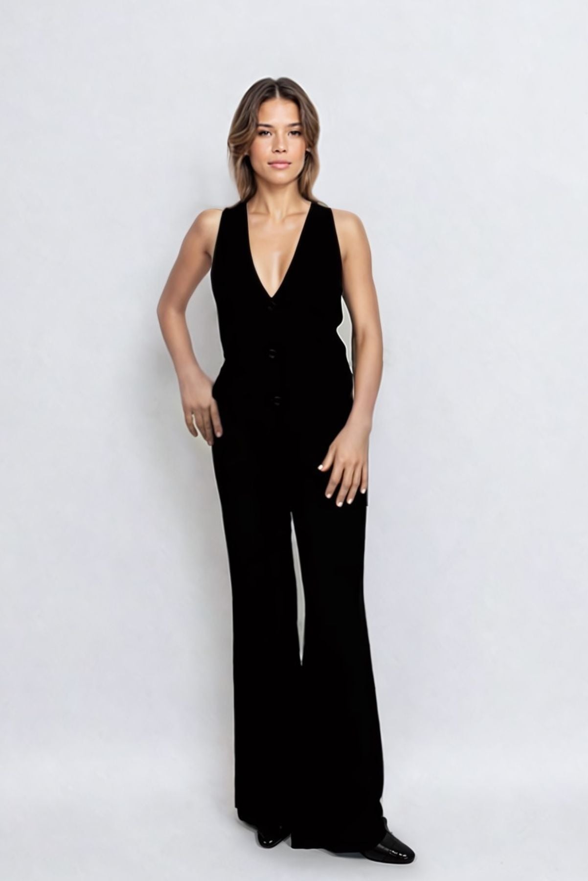 Mılano V Yaka Keten Yelek