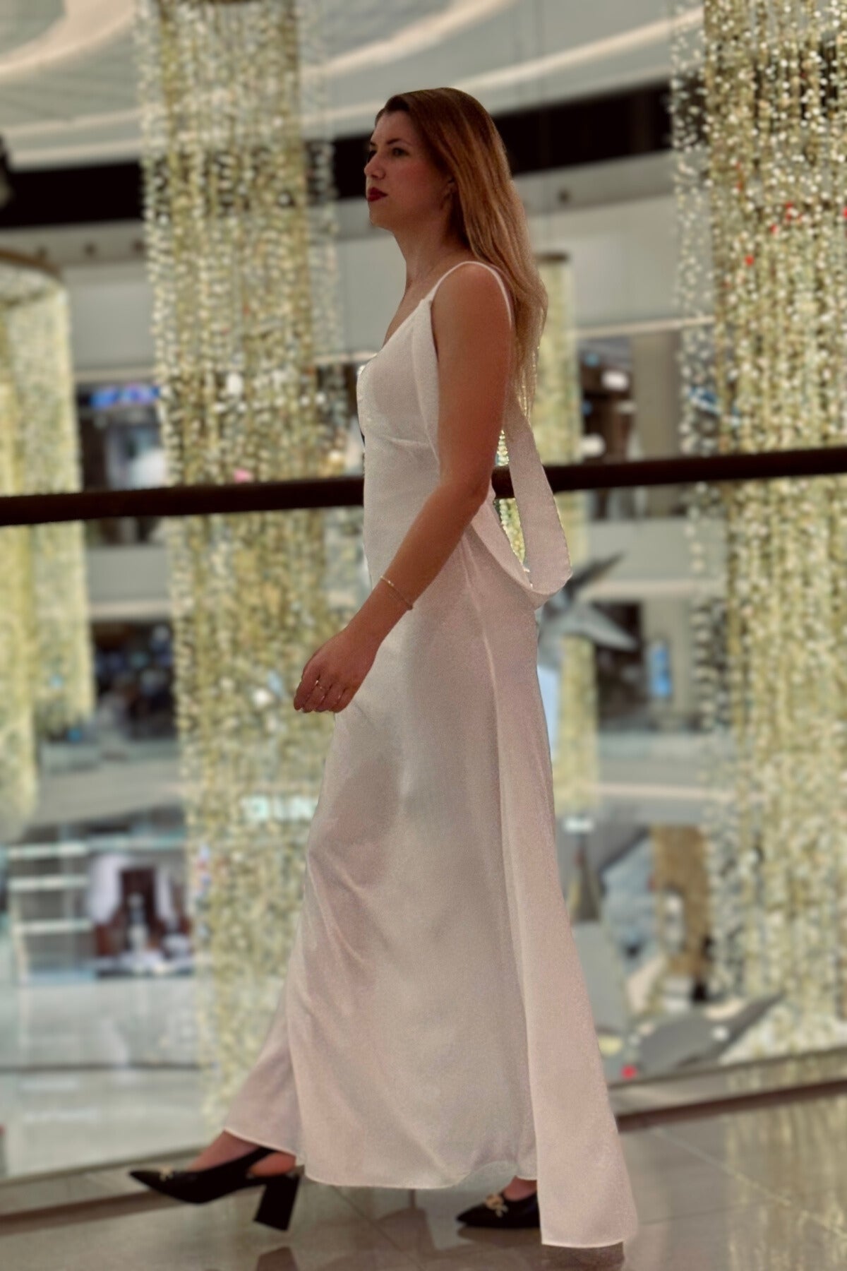 Eva Sırt Dekolteli Krep Maxi Elbise