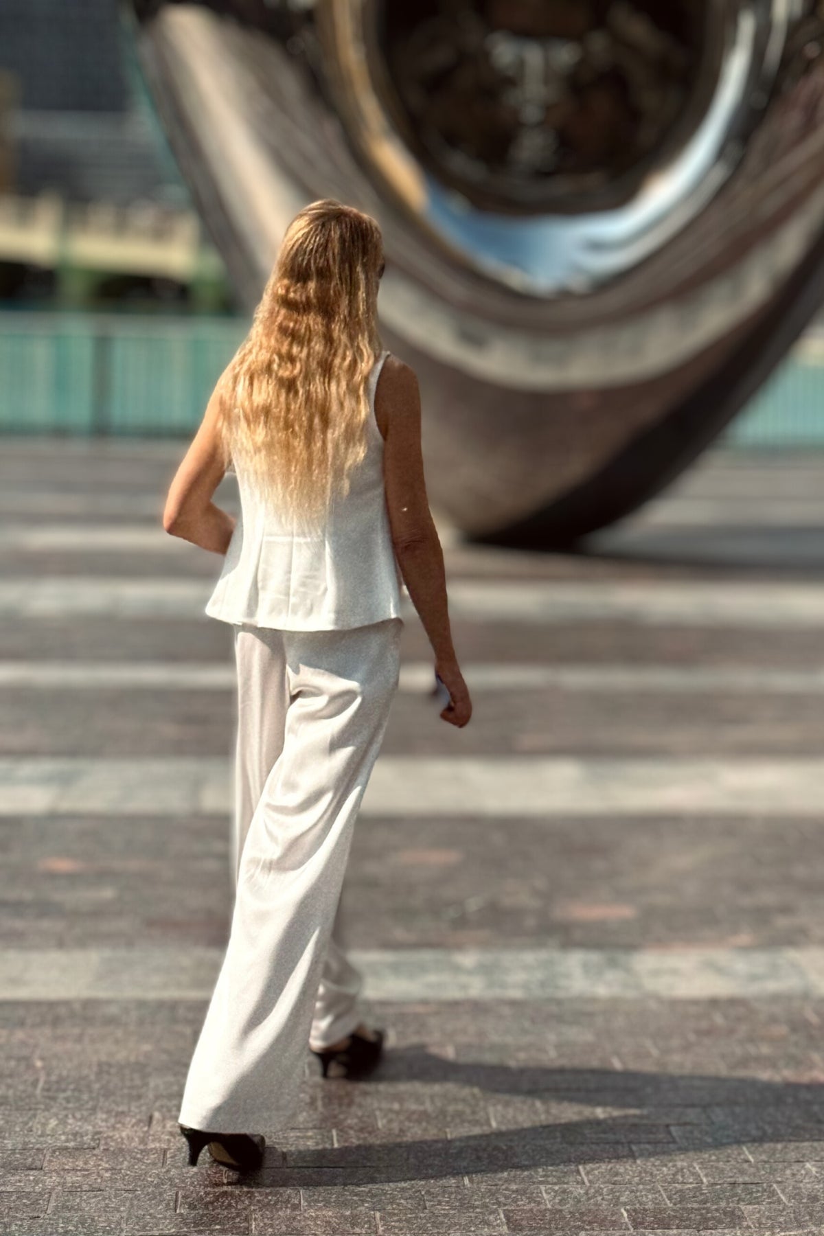 Marco Crepe Yüksek Bel Beyaz Pantolon