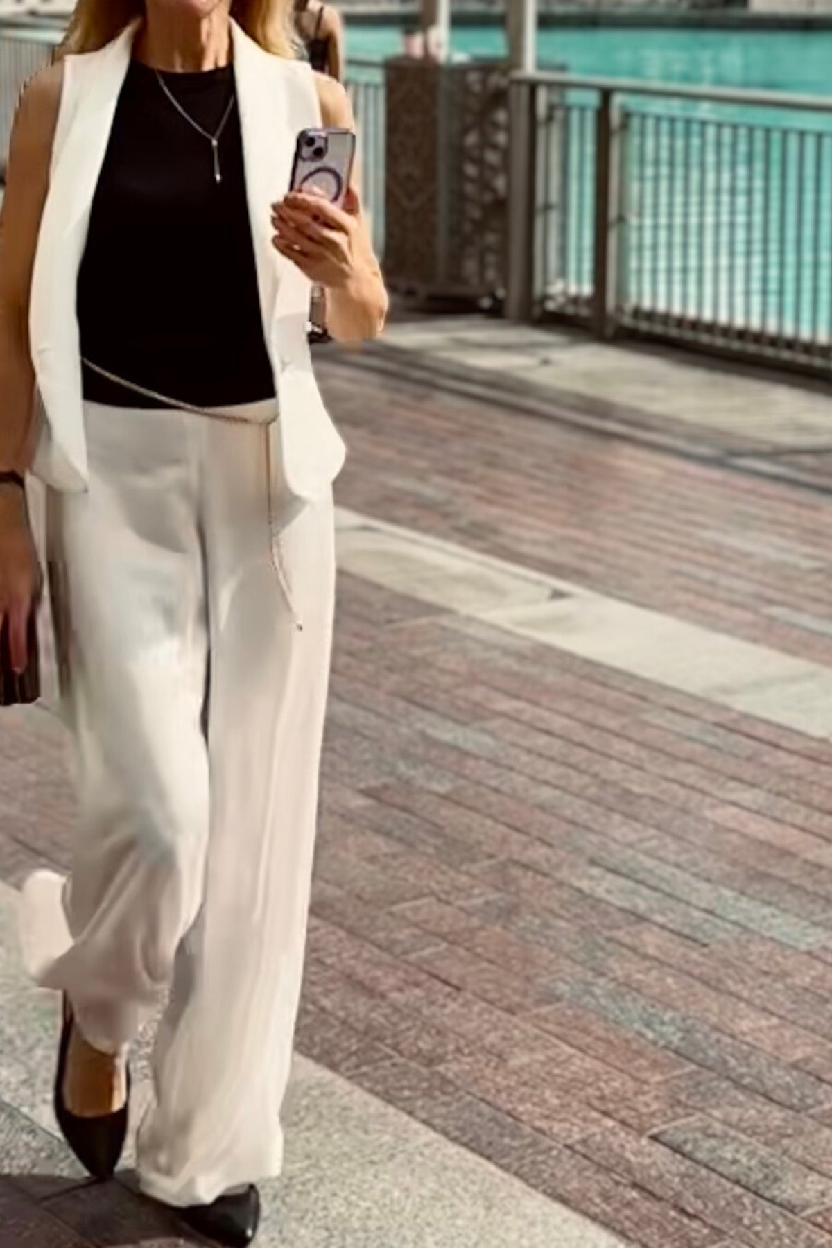 Marco Crepe Yüksek Bel Beyaz Pantolon