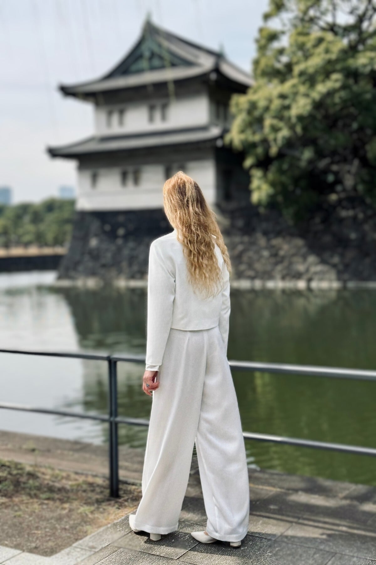 Whıte Gold Düğmeli Krep Ceket