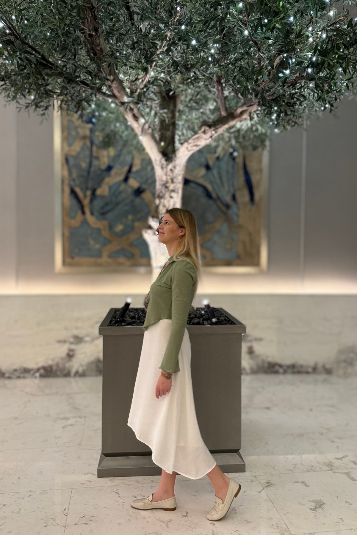 Luna Flow Beyaz Krep Etek