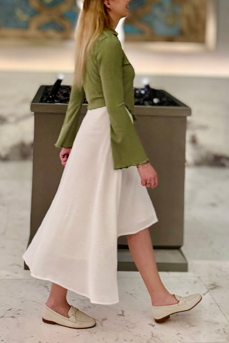 Luna Flow Beyaz Krep Etek