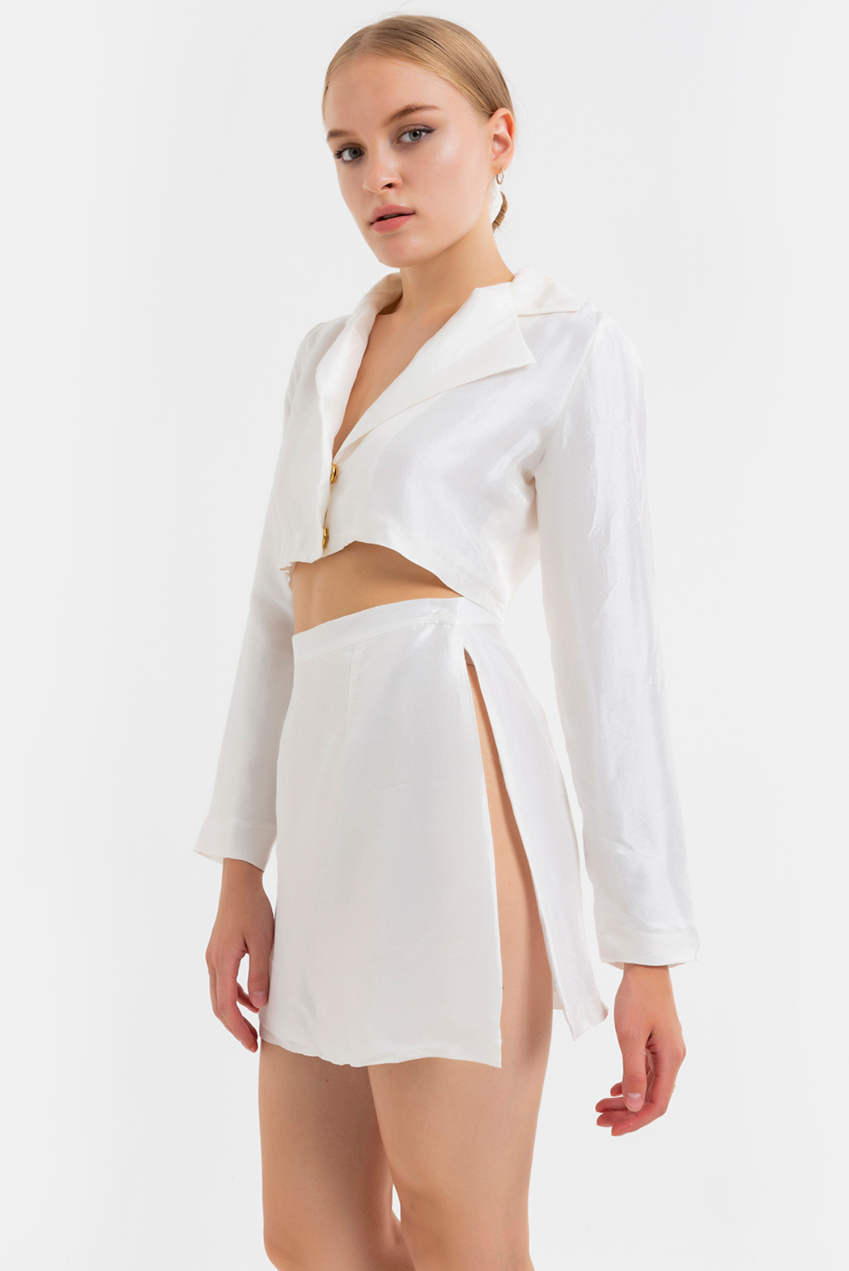 Saf İpek Kısa Bluz Ceket