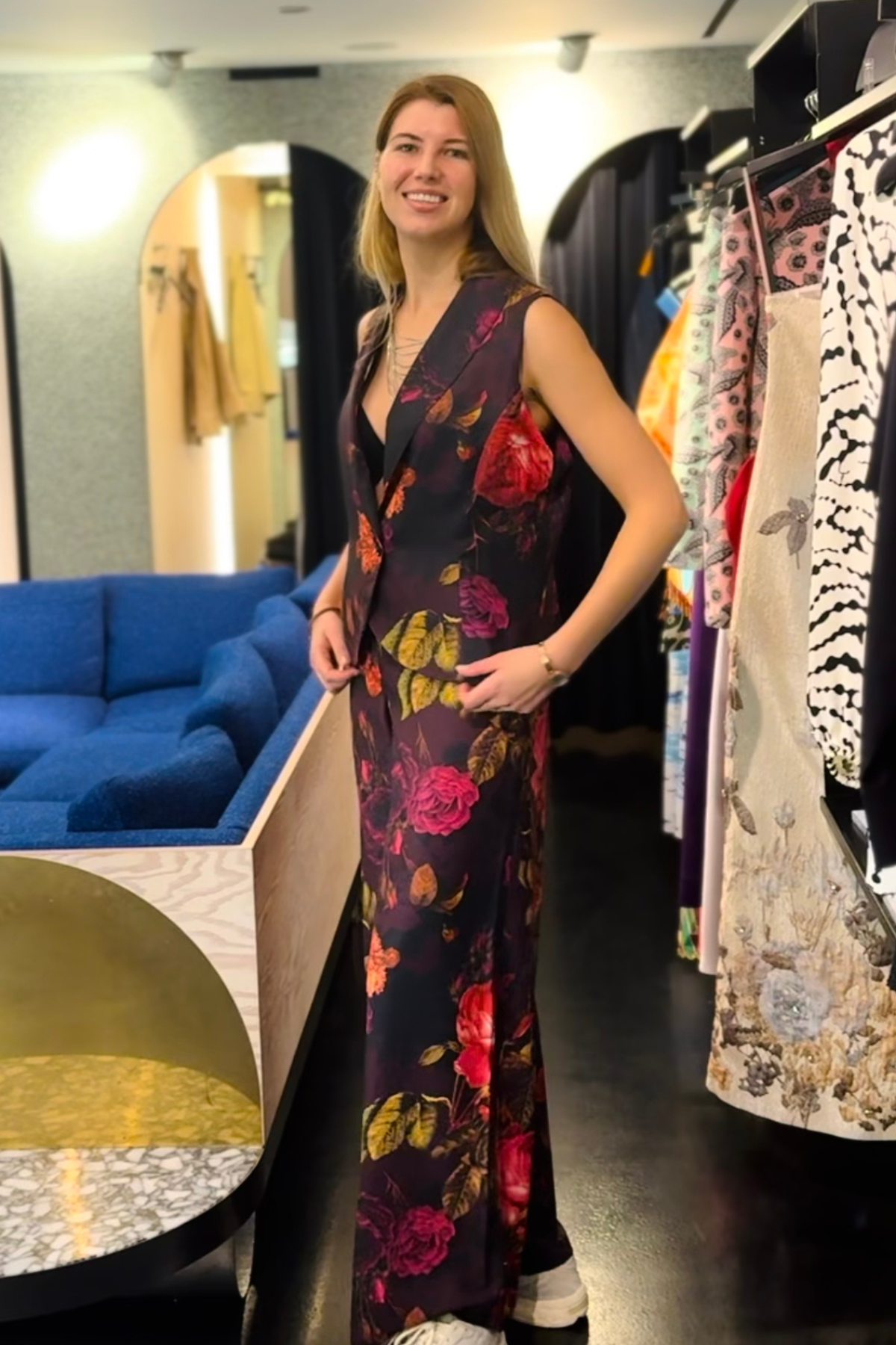 Nostalgıc Bloom Geniş Paça Krep Pantolon