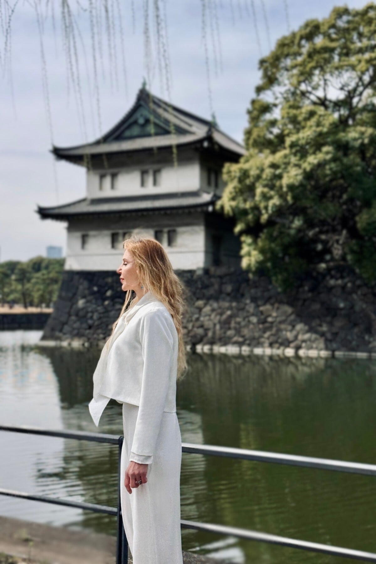 Whıte Gold Düğmeli Krep Ceket