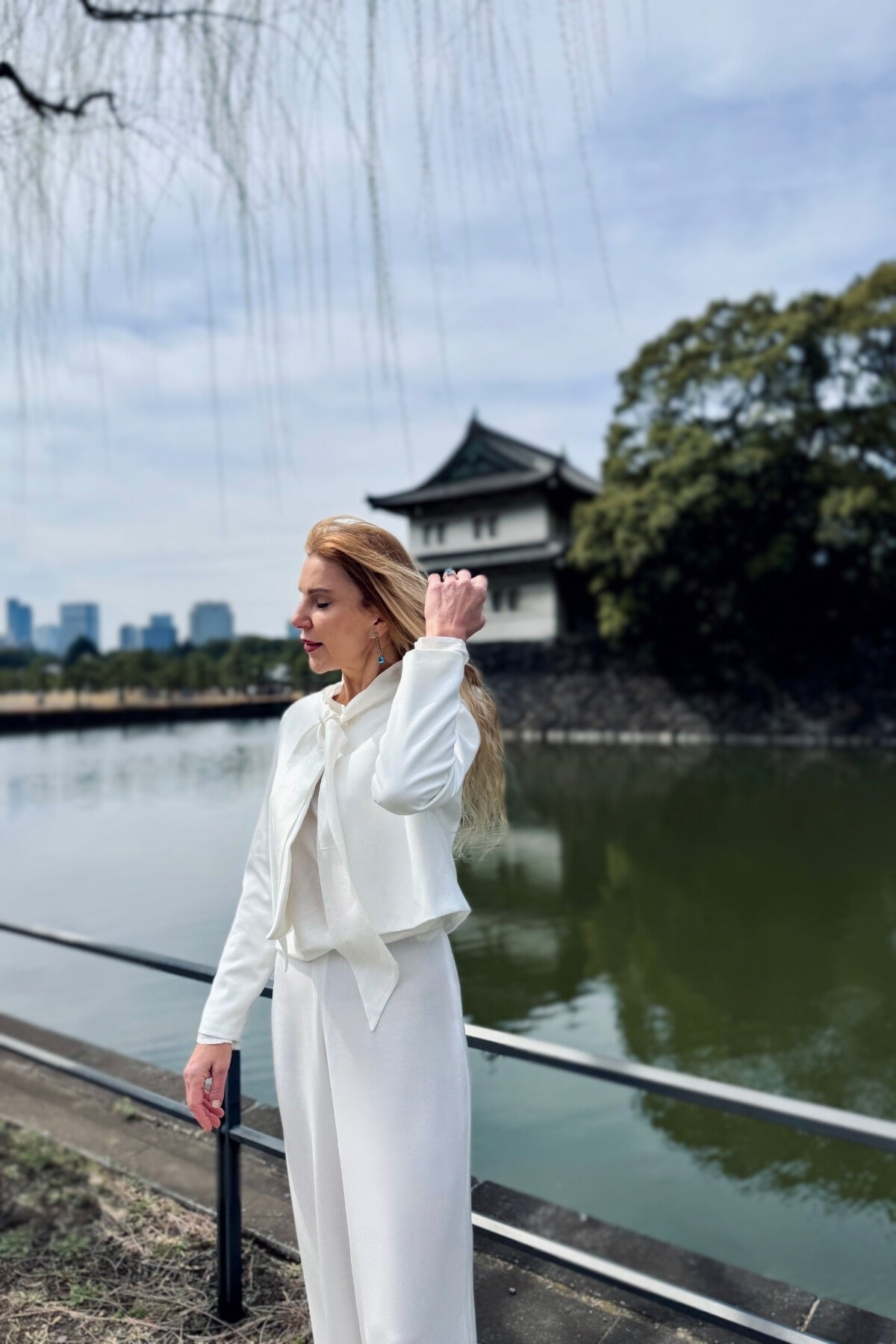 Whıte Gold Düğmeli Krep Ceket