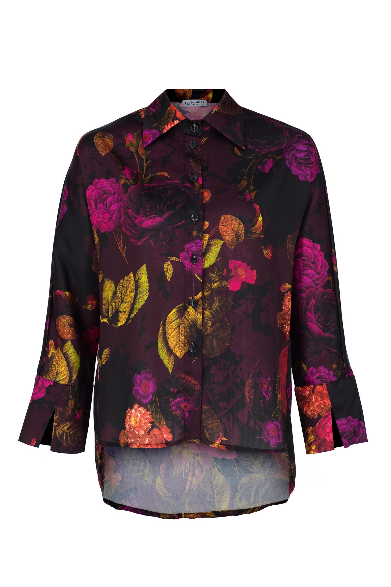 Nostaljik Çiçekli Saten Bluz