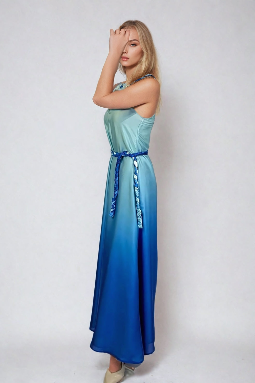 Ocean Breeze Mavi Saten Elbise