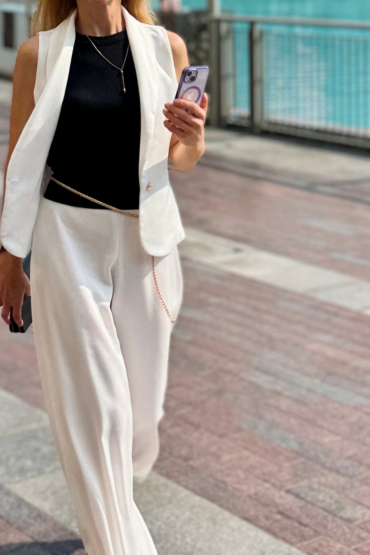 Marco Krep Şal Yaka Beyaz Yelek