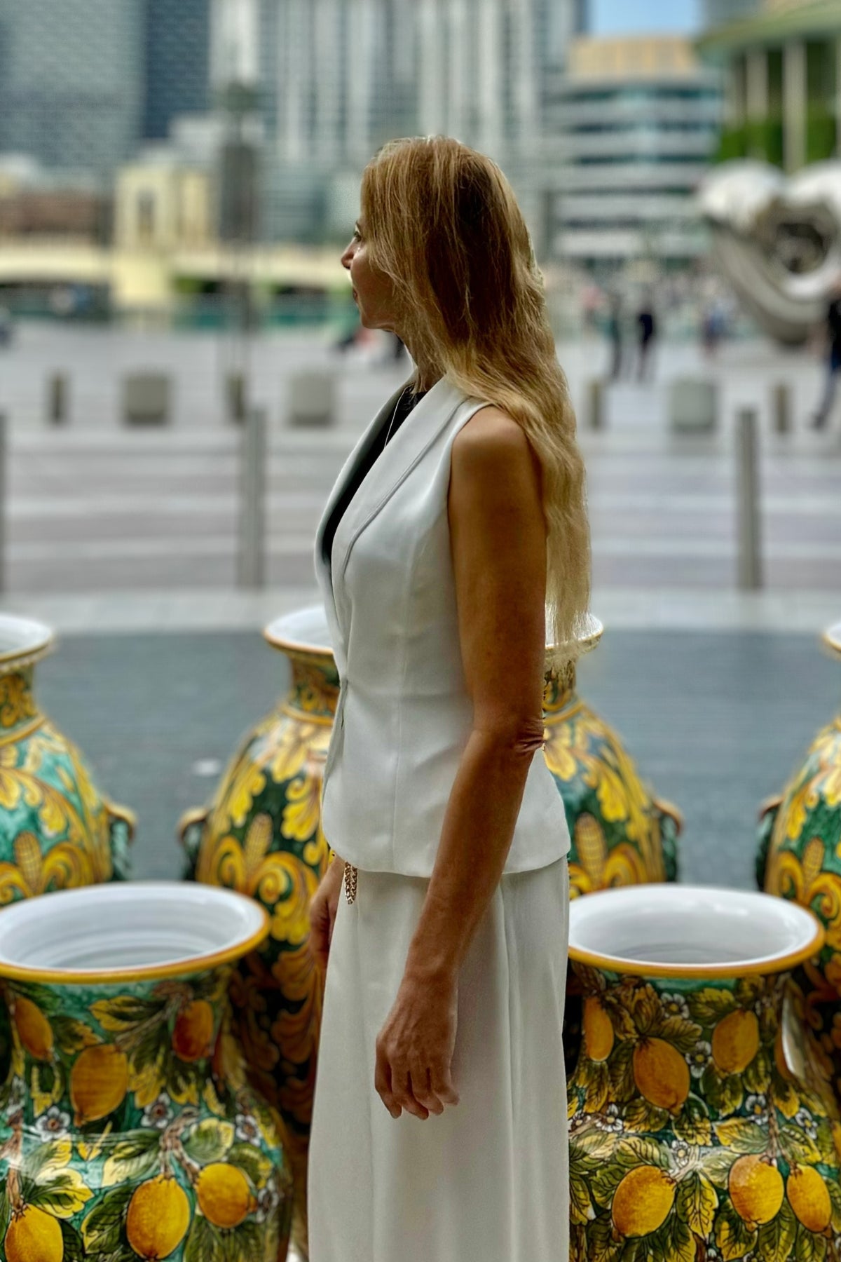 Marco Krep Şal Yaka Beyaz Yelek