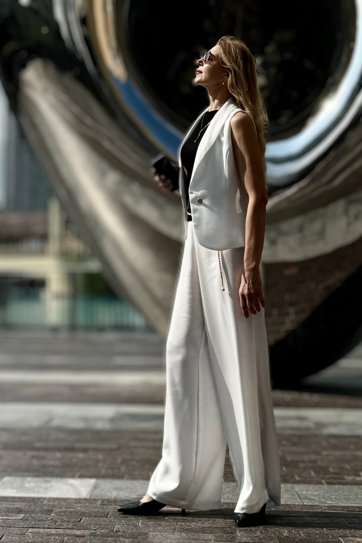 Marco Krep Şal Yaka Beyaz Yelek