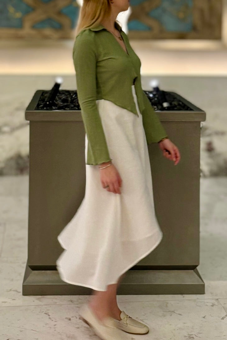 Luna Flow Beyaz Krep Etek