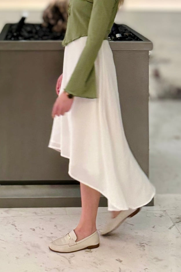 Luna Flow Beyaz Krep Etek