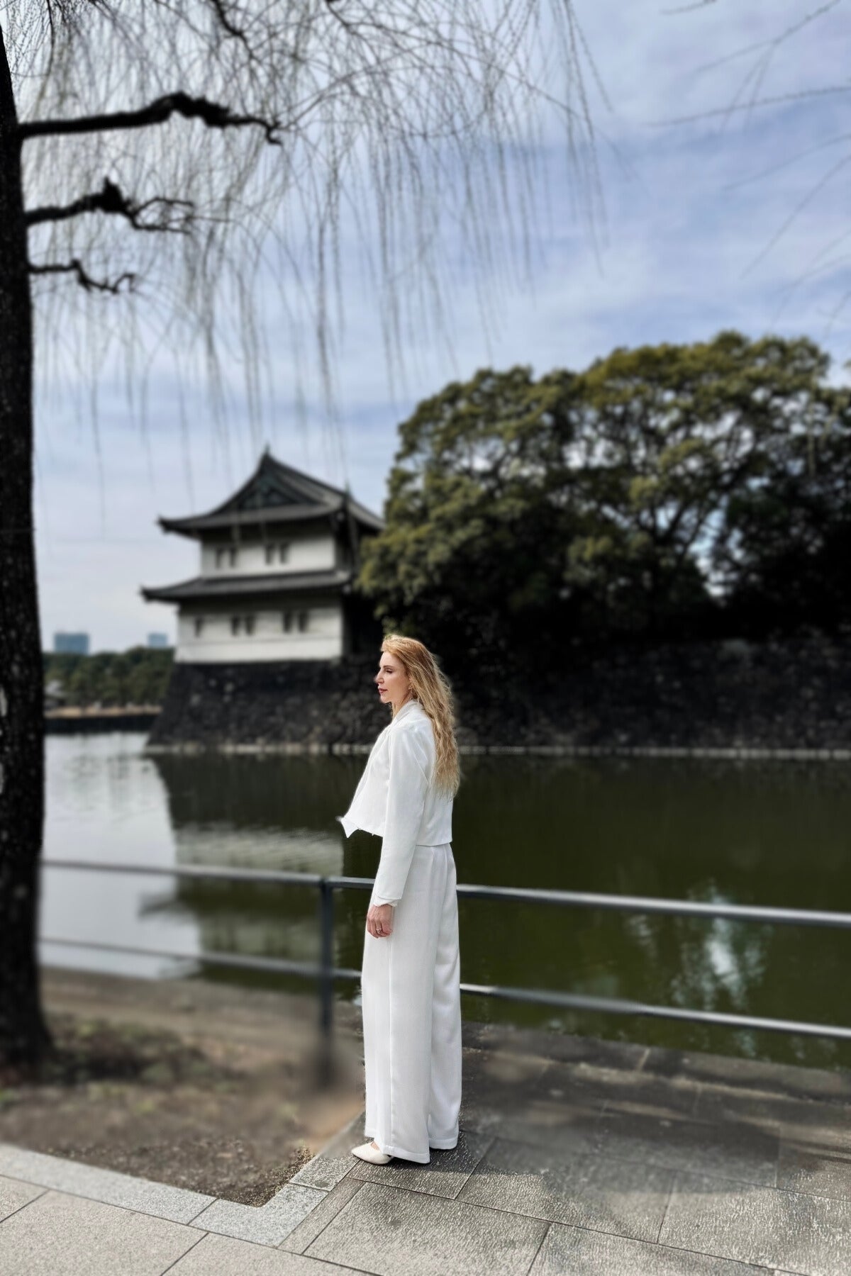 Whıte Gold Düğmeli Krep Ceket