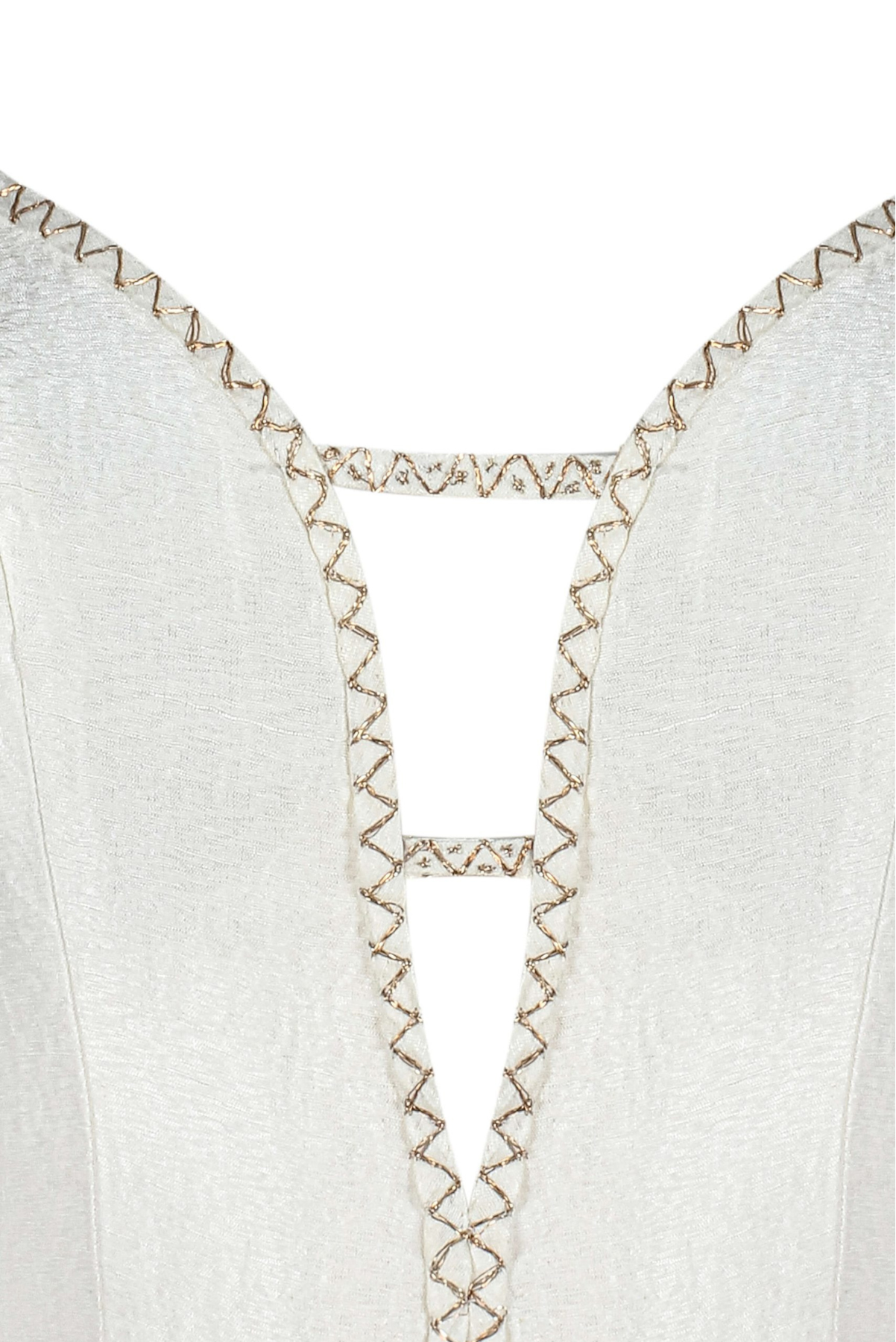 Saf Gümüş İpek İşlemeli Gepiyer Korse