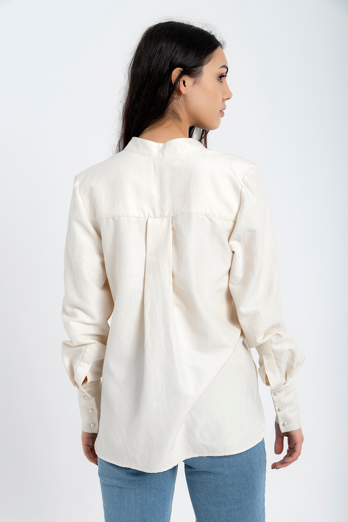 İnci Detaylı Pamuk İpek Bluz