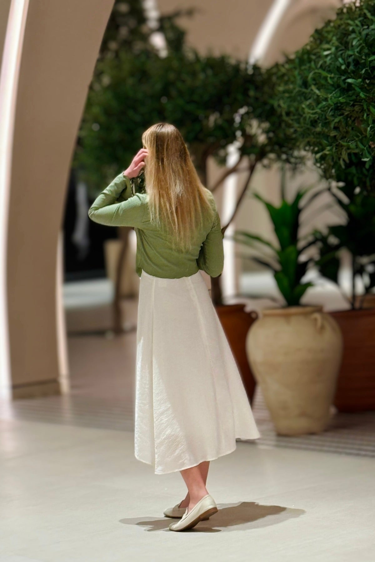 Luna Flow Beyaz Krep Etek