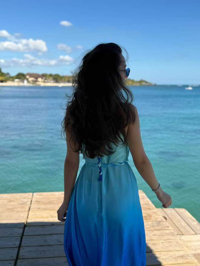 Ocean Breeze Mavi Saten Elbise