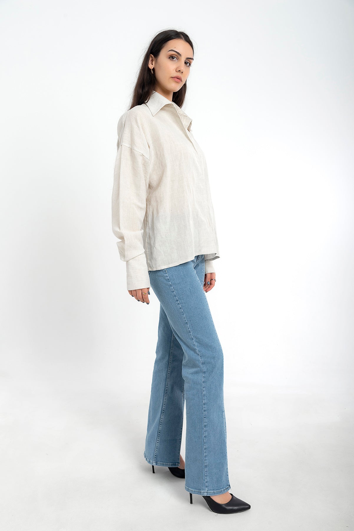 Artıst's Pıck Gri Keten İpek Bluz