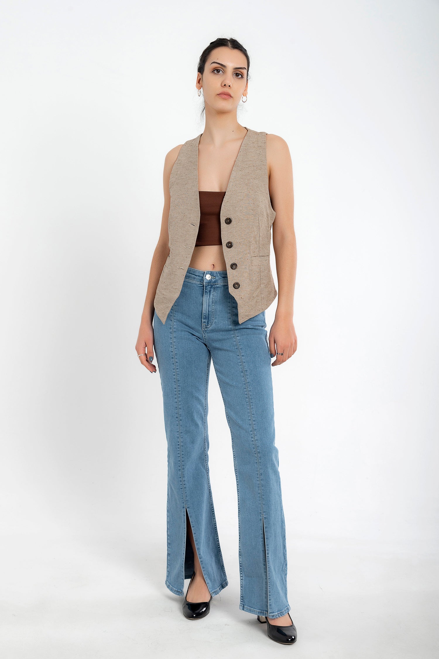 Mocha Yün İpek Yelek