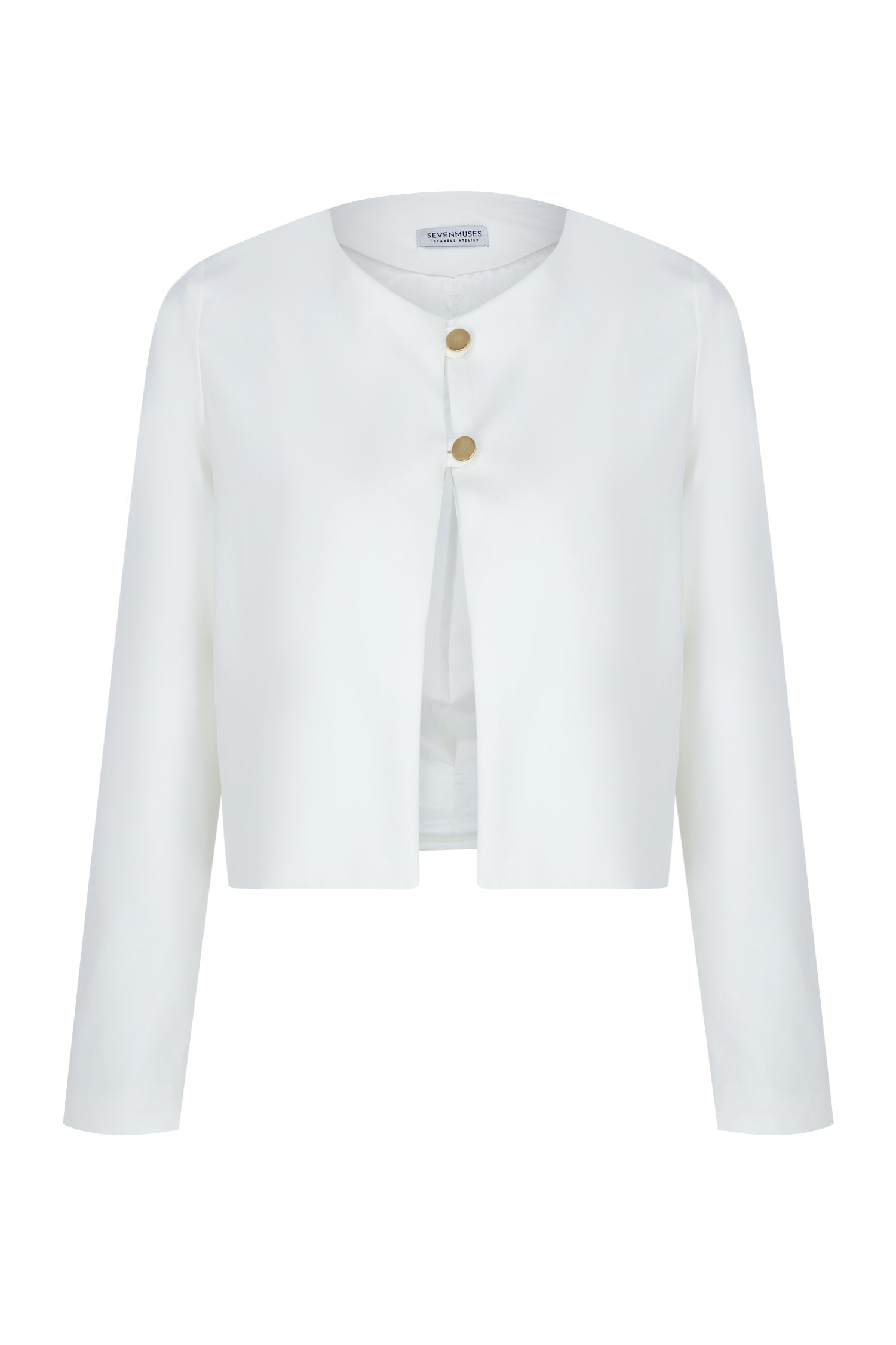 Whıte Gold Düğmeli Krep Ceket